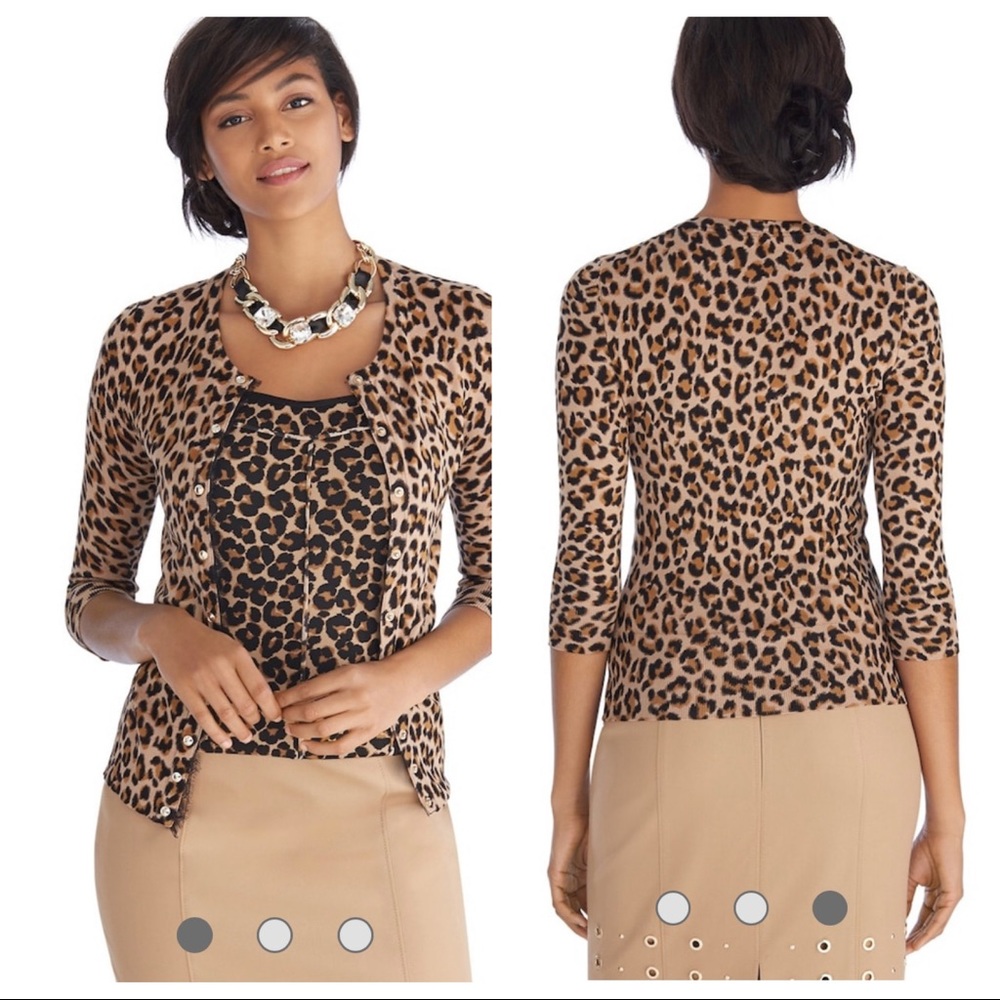 White House Black Market Leopard Print Cardigan